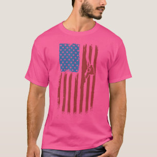 Camiseta Bandeira Americana Vermelha Branca e Azul Escalada