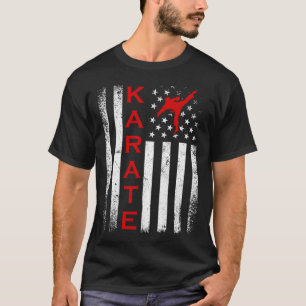 Camiseta Bandeira Americana Vermelha e Branca Karatê EUA Vi