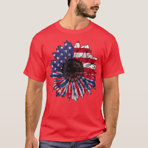 Camiseta Bandeira Americana Vermelha Sunflower White Blue T