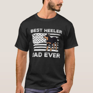 Camiseta Bandeira Americana Vermelho Blue Heeler Pai Cattle
