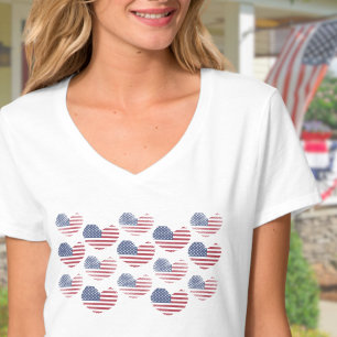 Camiseta Bandeira Americana Vermelho Branco Azul Patriota