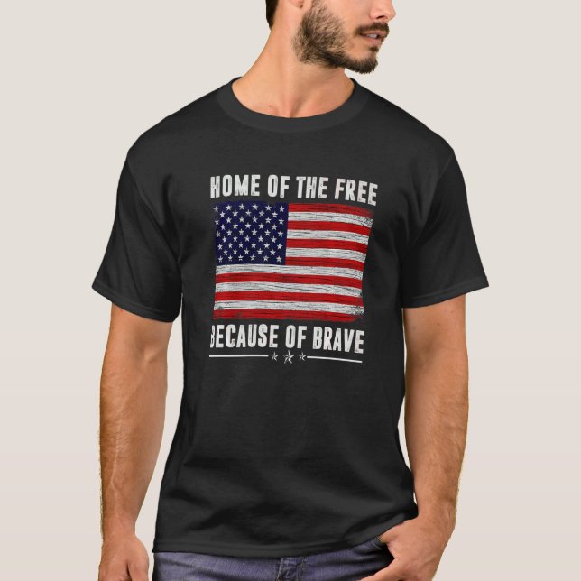 Camiseta Bandeira Americana Veterano Para Homens Mulheres C (Frente)
