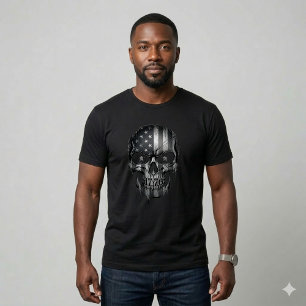 Camiseta Bandeira Americana Vintage 1776 Crânio Patriota EU