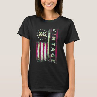 Camiseta Bandeira Americana Vintage 2005 de 17 Anos de Idad