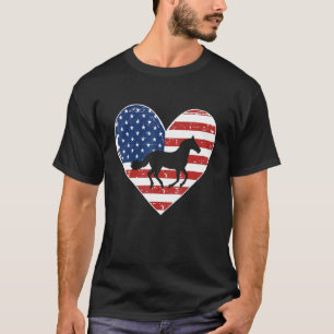 Camiseta Bandeira Americana Vintage 4 De Julho Cavalo Pai M