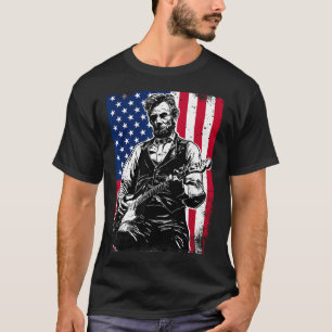Camiseta Bandeira Americana Vintage Abe Lincoln Tocando