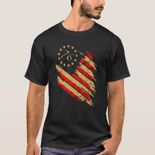 Camiseta Bandeira Americana Vintage afligida 1776 Patriótic
