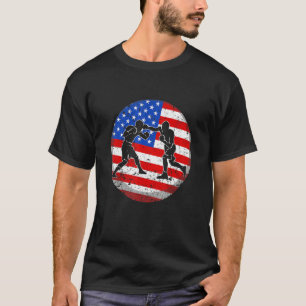 Camiseta Bandeira Americana Vintage Boxe 4 de Julho Mulher
