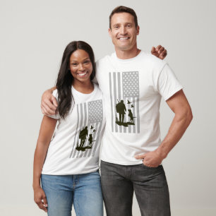 Camiseta Bandeira Americana Vintage Caça Silhueta Outdoor