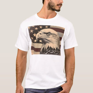 Camiseta Bandeira Americana Vintage com Águia Americana