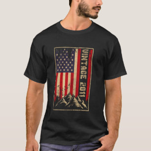 Camiseta Bandeira Americana Vintage de 14 Anos 2011 Anivers