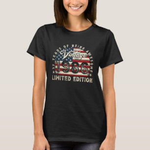 Camiseta Bandeira Americana Vintage de 1986 37 Anos de Idad