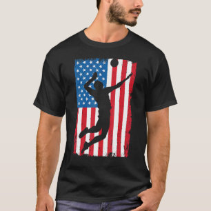 Camiseta Bandeira Americana Vintage Esportes de Voleibol
