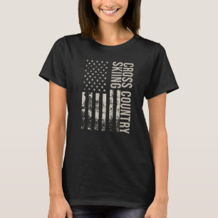 Camiseta Bandeira Americana Vintage Esqui Cross-Country Pre