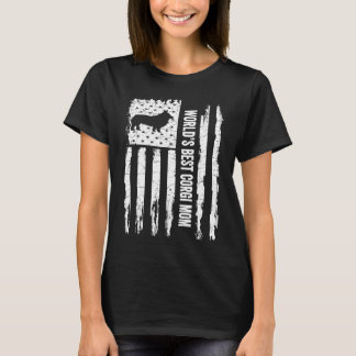 Camiseta Bandeira Americana Vintage EUA Melhor Mãe Corgi do