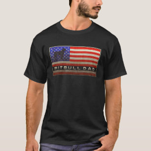 Camiseta Bandeira Americana Vintage EUA Pai de Pitbull Orgu