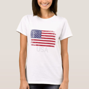 Camiseta Bandeira Americana Vintage Feita Nos EUA Estados U