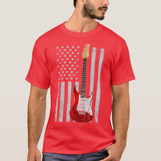 Camiseta Bandeira Americana Vintage Guitarra Correspondente