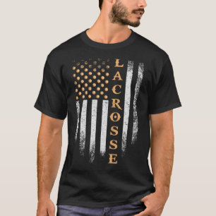 Camiseta Bandeira Americana Vintage Lacrosse Jogador Patrió