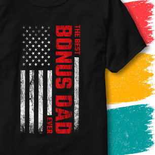 Camiseta Bandeira Americana Vintage Melhor Pai Por Acréscim
