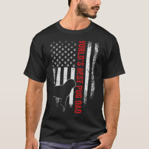 Camiseta Bandeira Americana Vintage Melhor Pug do Mundo Pai