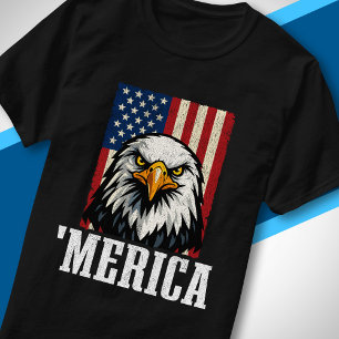 Camiseta Bandeira Americana Vintage Patriótica Águia Americ