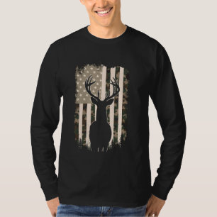 Camiseta Bandeira Americana Vintage Tee Buck Deer Hunting C