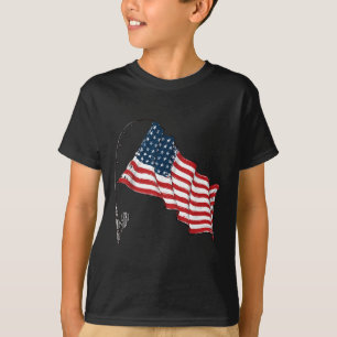 Camiseta Bandeira Americana Vintage Vara de Pesca Amante da