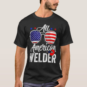 Camiseta Bandeira Americana Welder 4 De Julho Homens Patrió