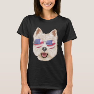 Camiseta bandeira americana West Highland White Terrier Dog