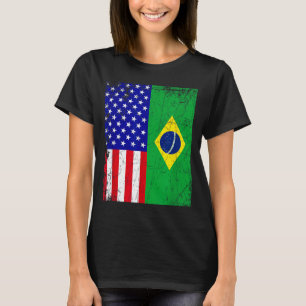 Camiseta Bandeira Americano Brasileira _ Metade Brasil Meta