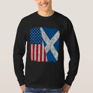 Camiseta Bandeira Americano Escocesa Metade EUA Escócia Rai