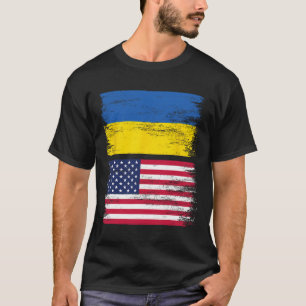 Camiseta Bandeira Americano-Ucraniana Ucrânia EUA América R