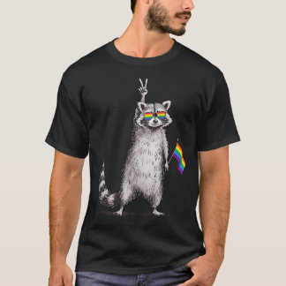 Camiseta Bandeira Arco-íris de Guaxinim Lgbt Lésbica Gay Bi