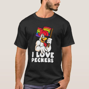 Camiseta Bandeira Arco-Íris LGBT Galo Trocadilho Eu Amo Cac