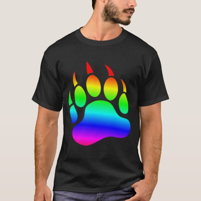 Camiseta Bandeira Arco-Íris Pata de Urso Gradiente GAY BEAR (Frente)