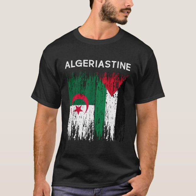 Camiseta Bandeira Argelina E Palestiniana Argélia E Palesti (Frente)