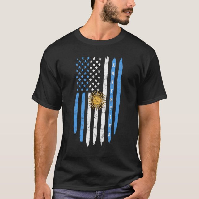 Camiseta Bandeira argentina Pai argentina Mãe Homens W (Frente)