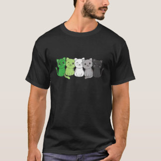 Camiseta Bandeira Aromântica Orgulho Não Binário Gatos Lgbt