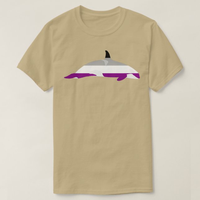 Camiseta Bandeira Asexual de Orca Feminino (Frente do Design)