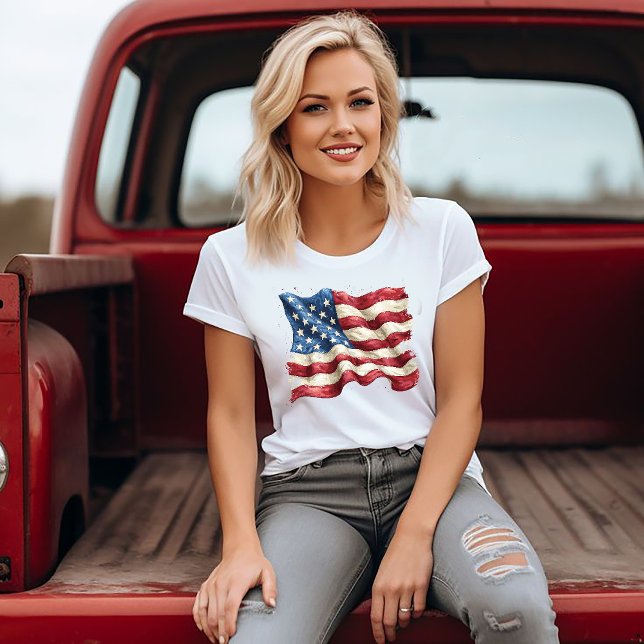 Camiseta Bandeira atestada dos EUA 4 de julho (Criador carregado)