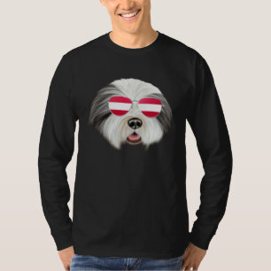 Camiseta Bandeira Austríaca Bearded Collie Cão Áustria Bols
