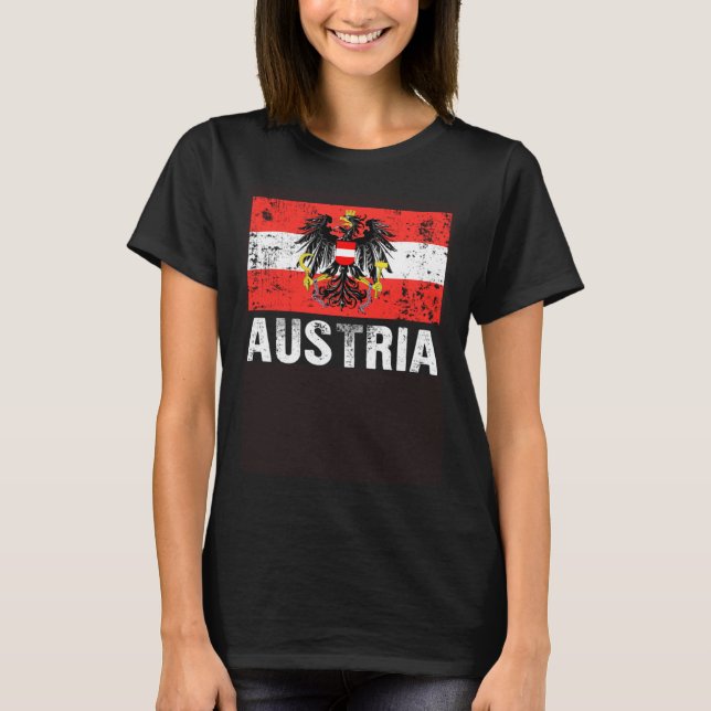 Camiseta Bandeira austríaca Viena Land der Berge Eagle (Frente)
