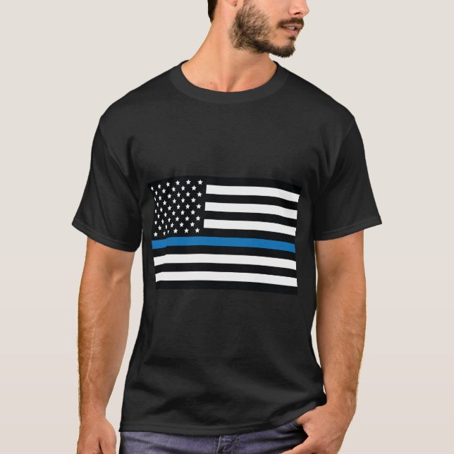 Camiseta Bandeira azul, bandeira americana com faixa azul (Frente)
