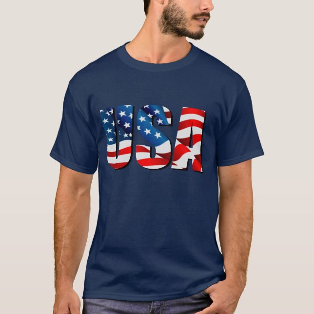 Camiseta Bandeira azul-branca patriótica americana american (Frente)