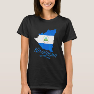 Camiseta Bandeira Azul da Nicarágua Homens Mulheres Criança