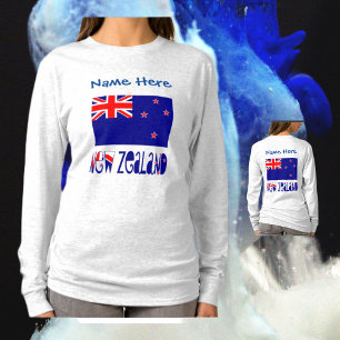 Camiseta Bandeira Azul Pessoal da Nova Zelândia e Neozeland