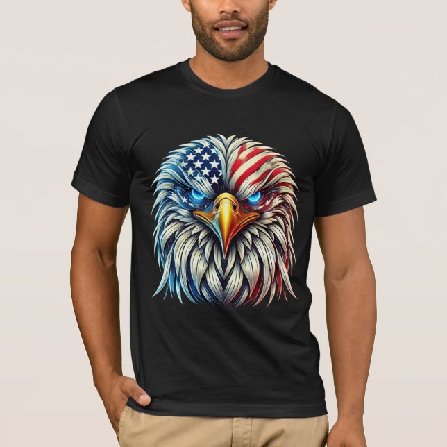 Camiseta Bandeira Bald Eagle Patriótica EUA (Frente)