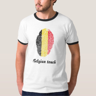 Camiseta Bandeira belga da impressão digital do toque