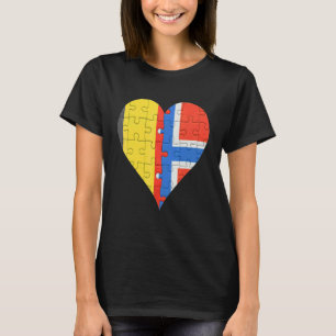 Camiseta Bandeira belga Norueguesa Heart